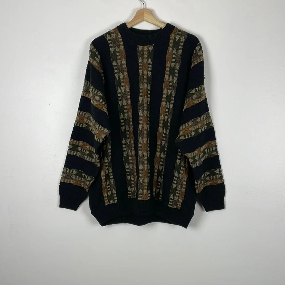 Protege Collection textured long sleeve vintage pullover multicolor sweater XL - Picture 1 of 5